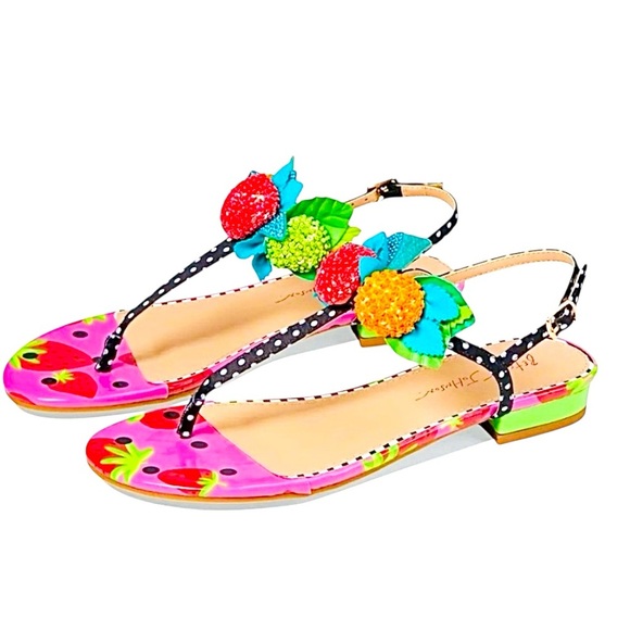 Betsey Johnson Whimsical Juice Colorful Berry Fruit JUIC01S5 Women's Sandals 7 - Picture 1 of 9